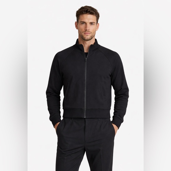 Patrick Assaraf Black Zip-Up sweater Small | Stretch Minimalist - Picture 1 of 8